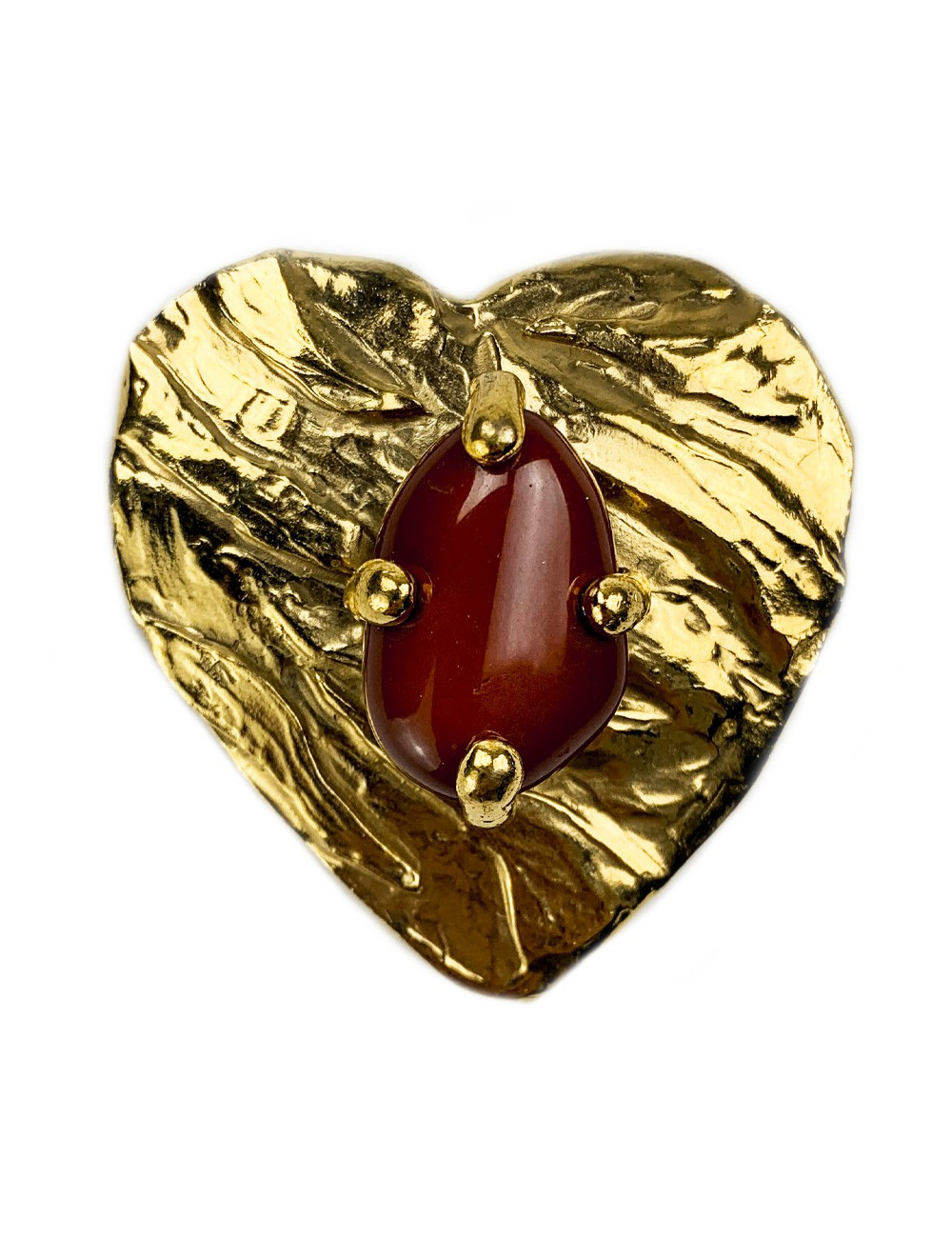 Broche DIOR dorée pate de verre marron