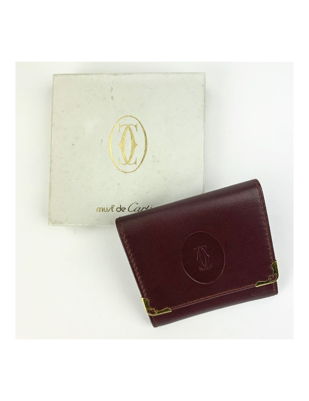 Porte monnaie CARTIER cuir bordeaux