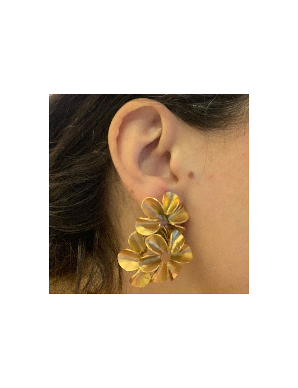 Clips DIOR dorés fleurs