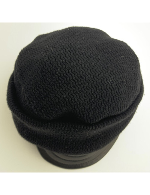 Casquette CHRISTIAN DIOR cachemire et cuir noir