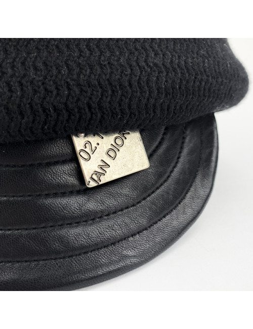 Casquette CHRISTIAN DIOR cachemire et cuir noir