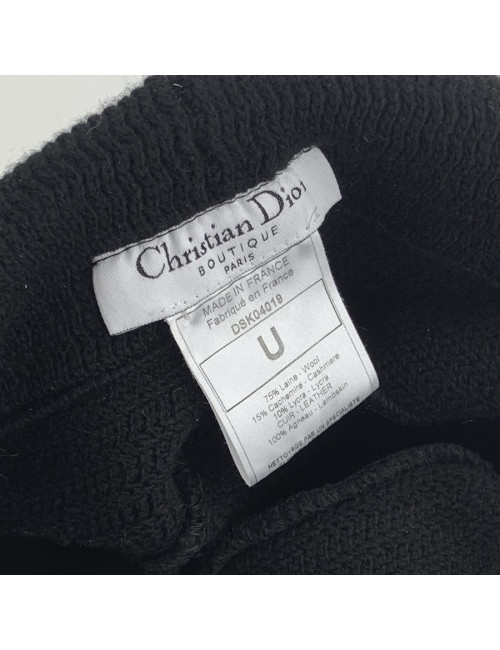 Casquette CHRISTIAN DIOR cachemire et cuir noir