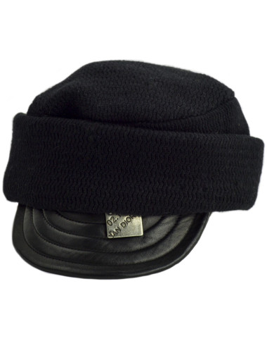 Casquette CHRISTIAN DIOR cachemire et cuir noir