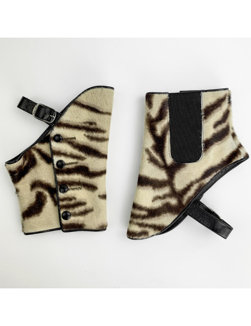 Guêtres CELINE cuir imitation poulain marron