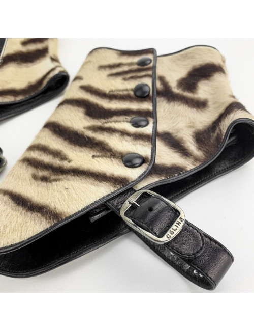 Guêtres CELINE cuir imitation poulain marron
