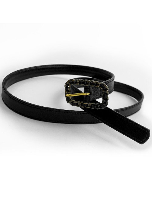 Ceinture T 65 CHANEL cuir noir Vintage