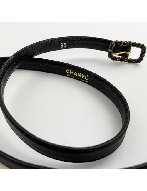 Ceinture T 65 CHANEL cuir noir Vintage