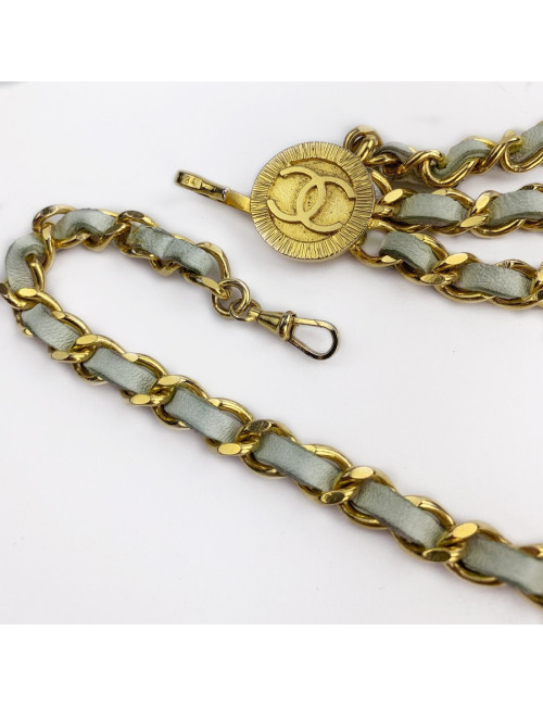Ceinture CHANEL chaine et cuir blanc