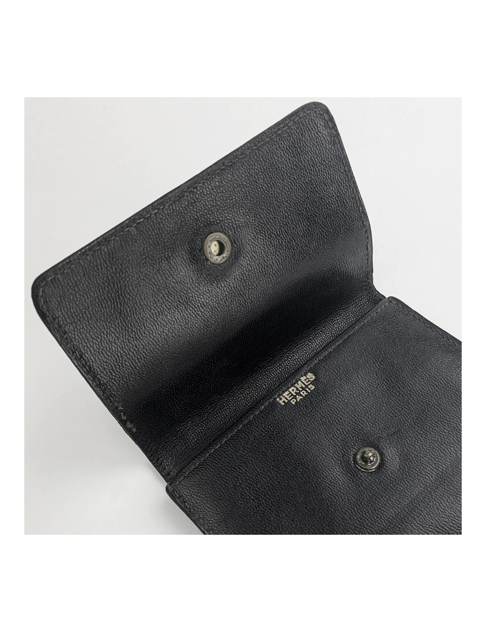 Porte photos HERMES cuir box noir Vintage