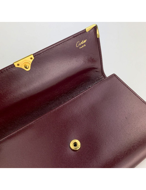 CARTIER wallet in burgundy leather - certified pre-owned luxury