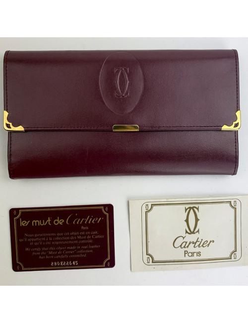 Cartier portefeuille cuir bordeaux