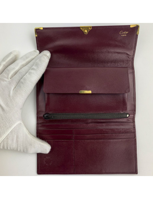 Cartier portefeuille cuir bordeaux