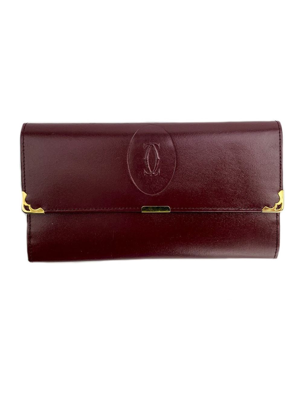 CARTIER wallet in burgundy leather - certified pre-owned luxury