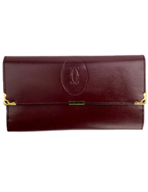 Cartier portefeuille cuir bordeaux