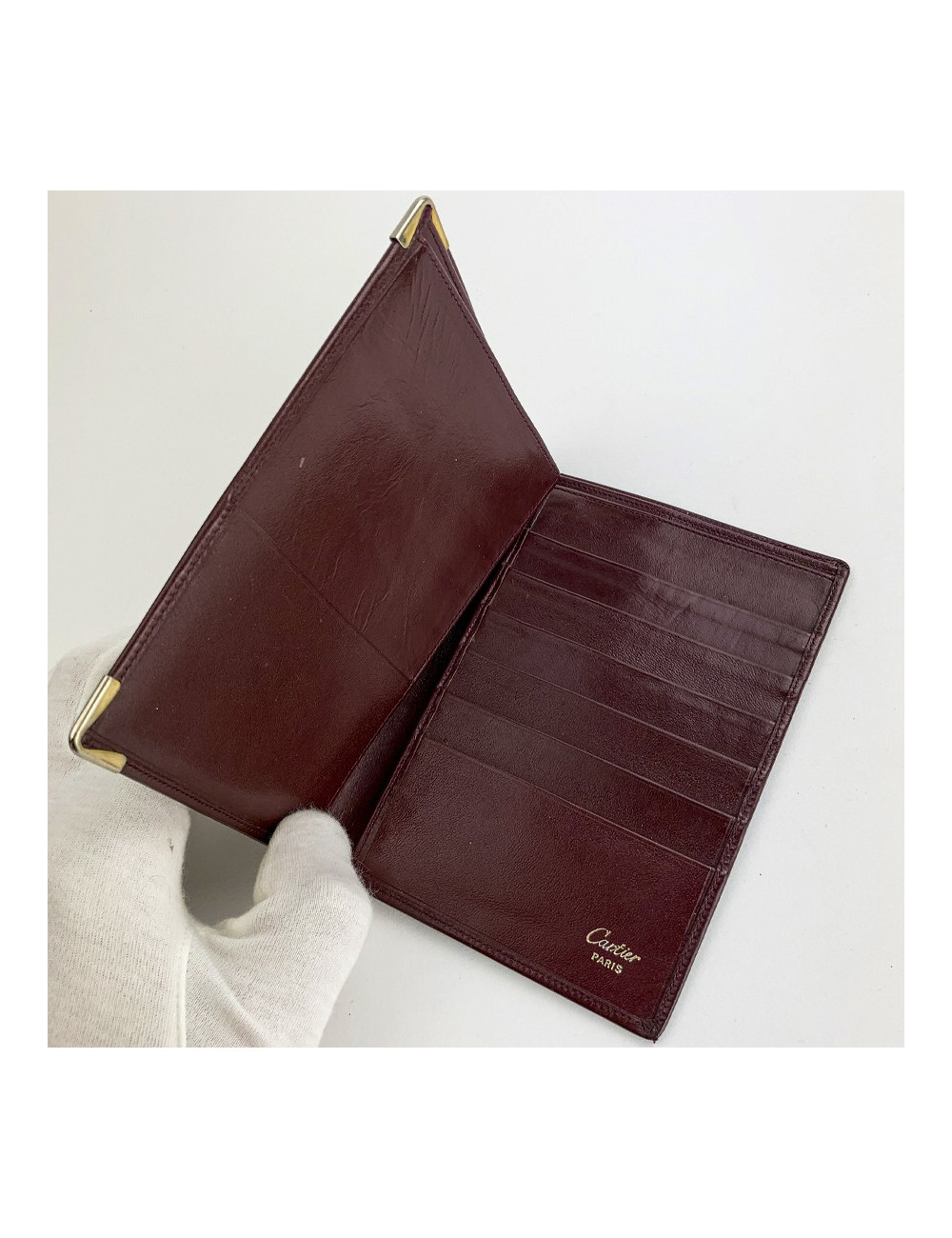 CARTIER Porte cartes cuir bordeaux 