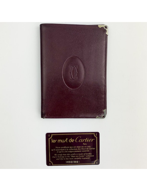 CARTIER Porte cartes cuir bordeaux 