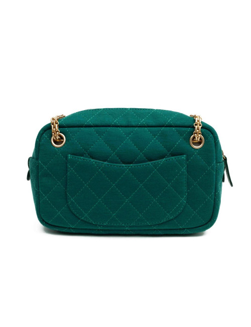 Sac caméra CHANEL jersey vert
