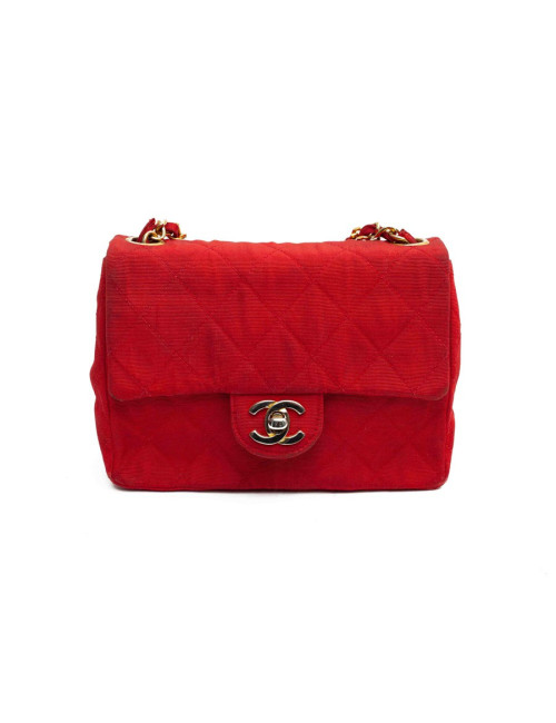 Mini sac CHANEL tissu rouge