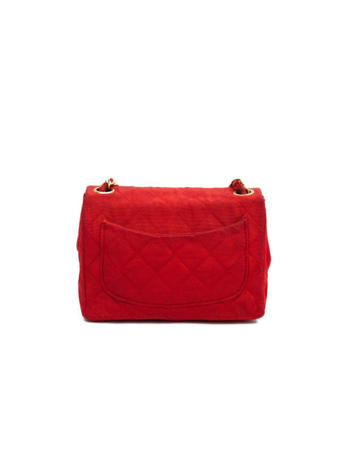 Mini sac CHANEL tissu rouge