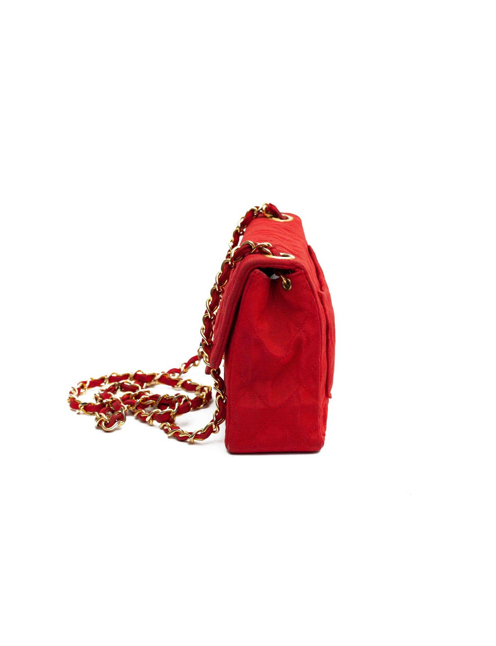 Mini sac CHANEL tissu rouge