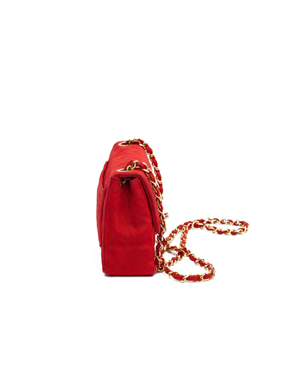 Mini sac CHANEL tissu rouge