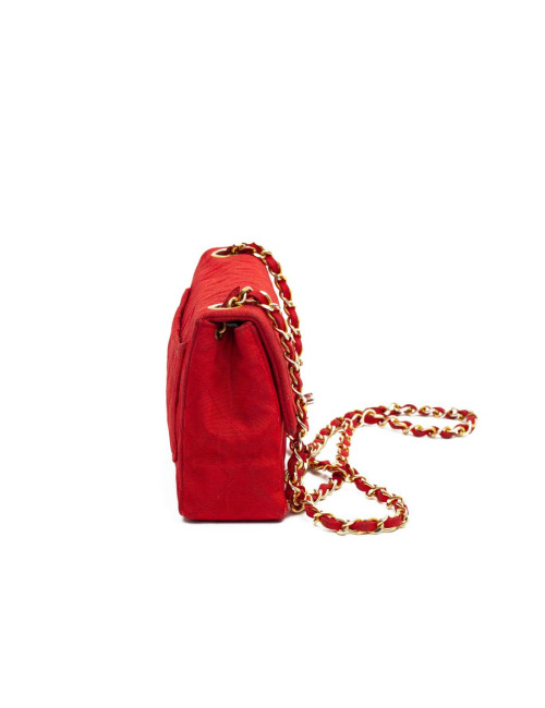 Mini sac CHANEL tissu rouge