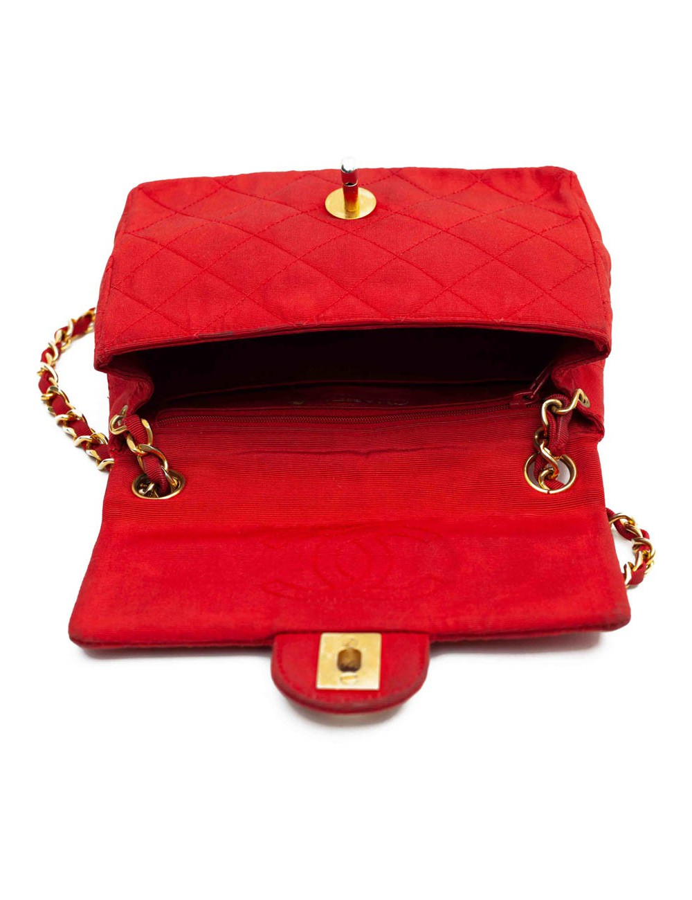 Mini sac CHANEL tissu rouge