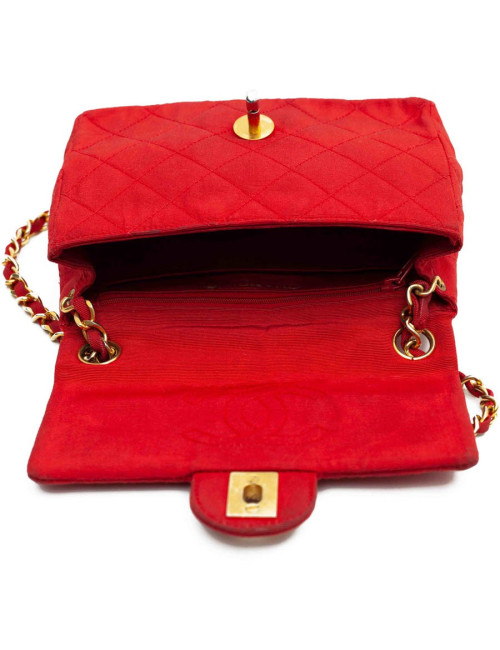 Mini sac CHANEL tissu rouge
