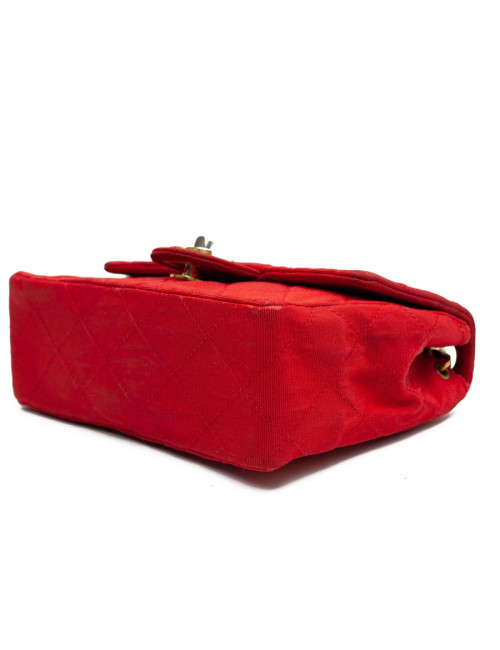 Mini sac CHANEL tissu rouge