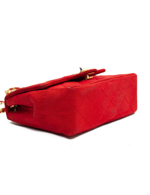 Mini sac CHANEL tissu rouge