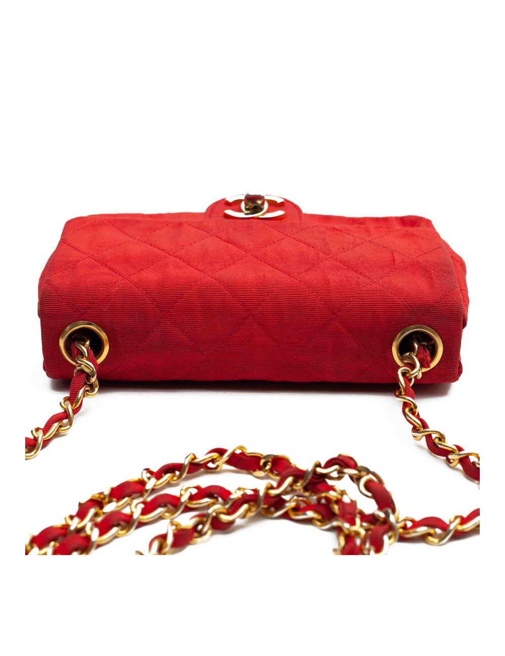 Mini sac CHANEL tissu rouge