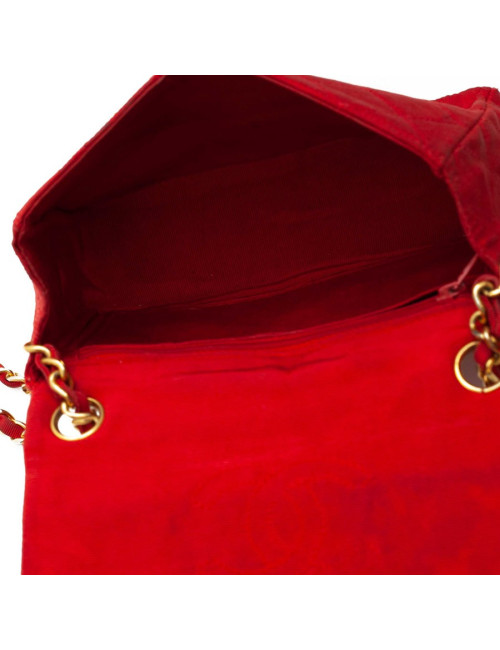 Mini sac CHANEL tissu rouge