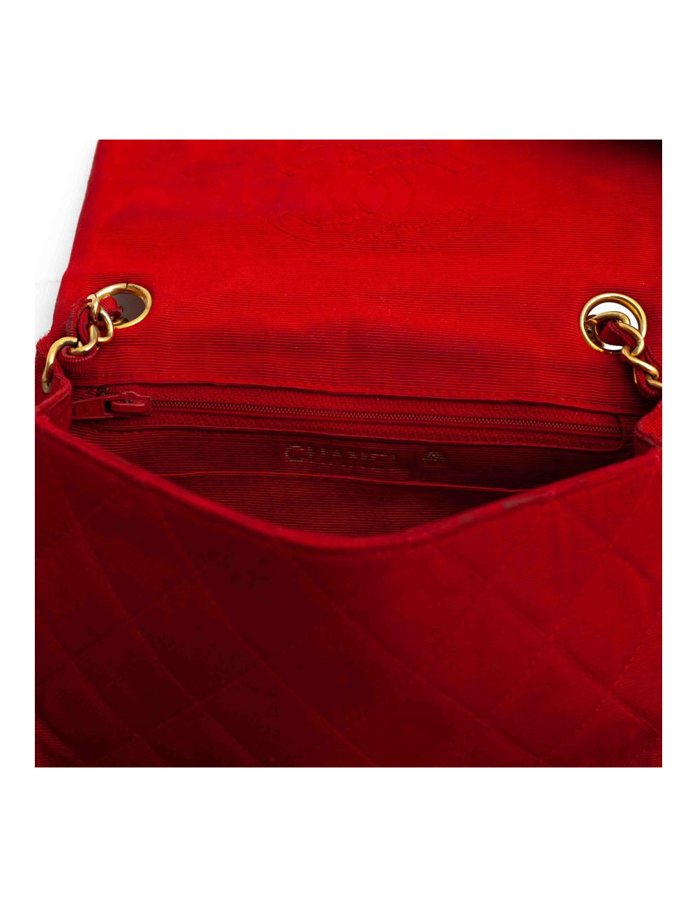Mini sac CHANEL tissu rouge