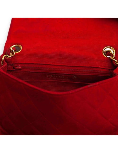 Mini sac CHANEL tissu rouge