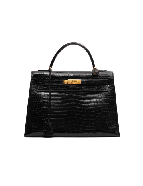 HERMES Kelly crocodile noir
