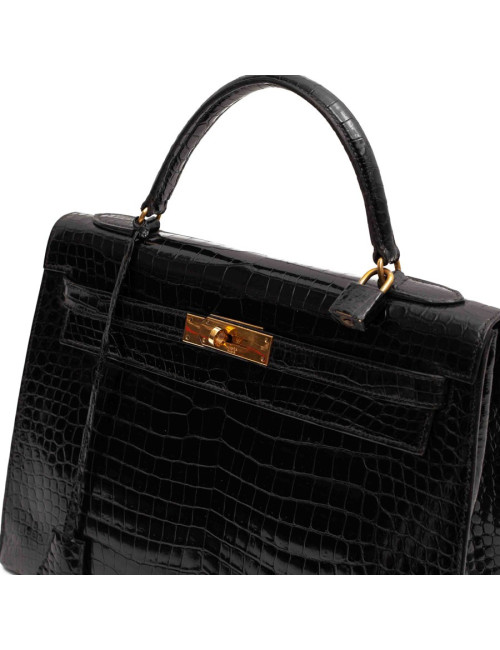 HERMES Kelly crocodile noir