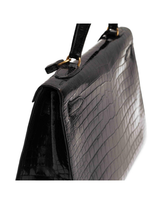HERMES Kelly crocodile noir