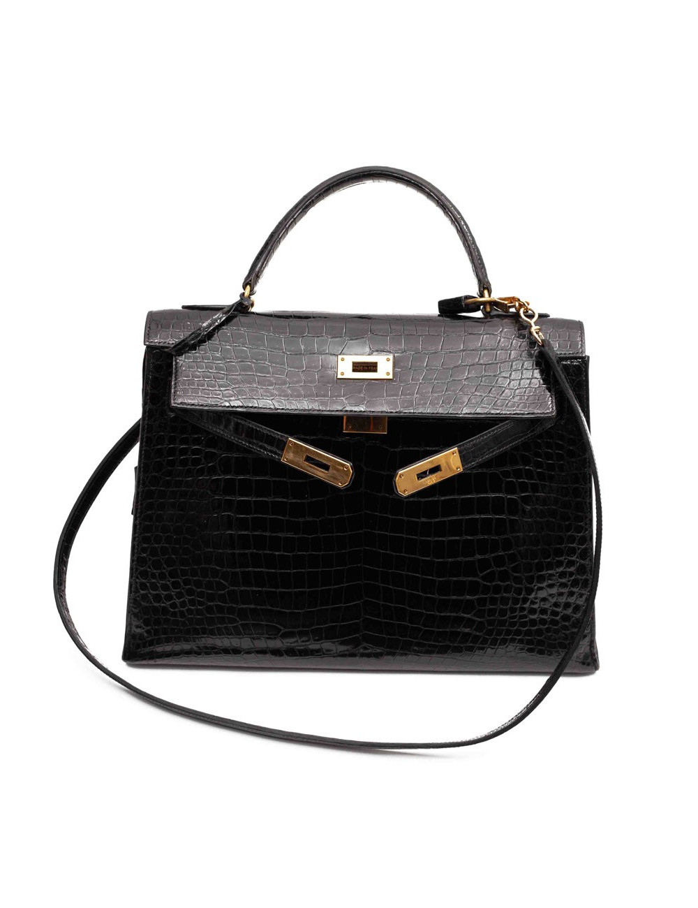 HERMES Kelly crocodile noir