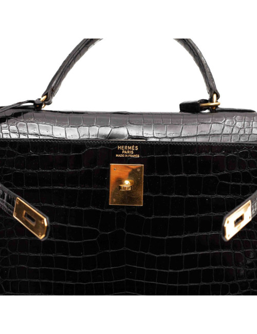 HERMES Kelly crocodile noir