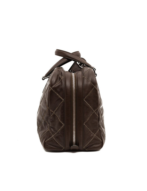 Cabas CHANEL cuir marron matelassé fils d'or