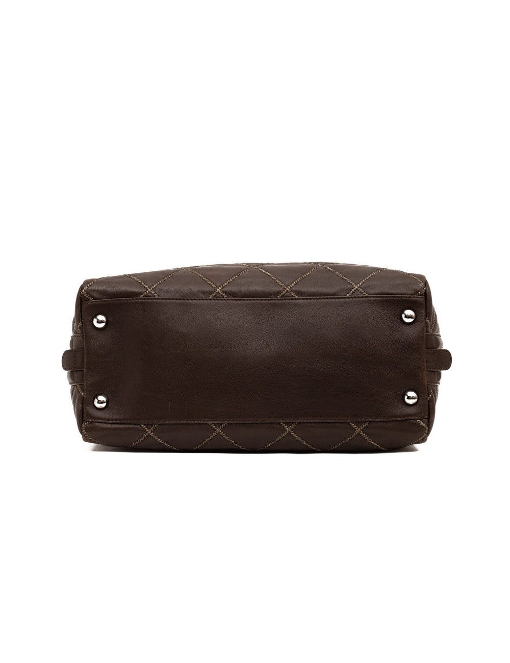 Cabas CHANEL cuir marron matelassé fils d'or