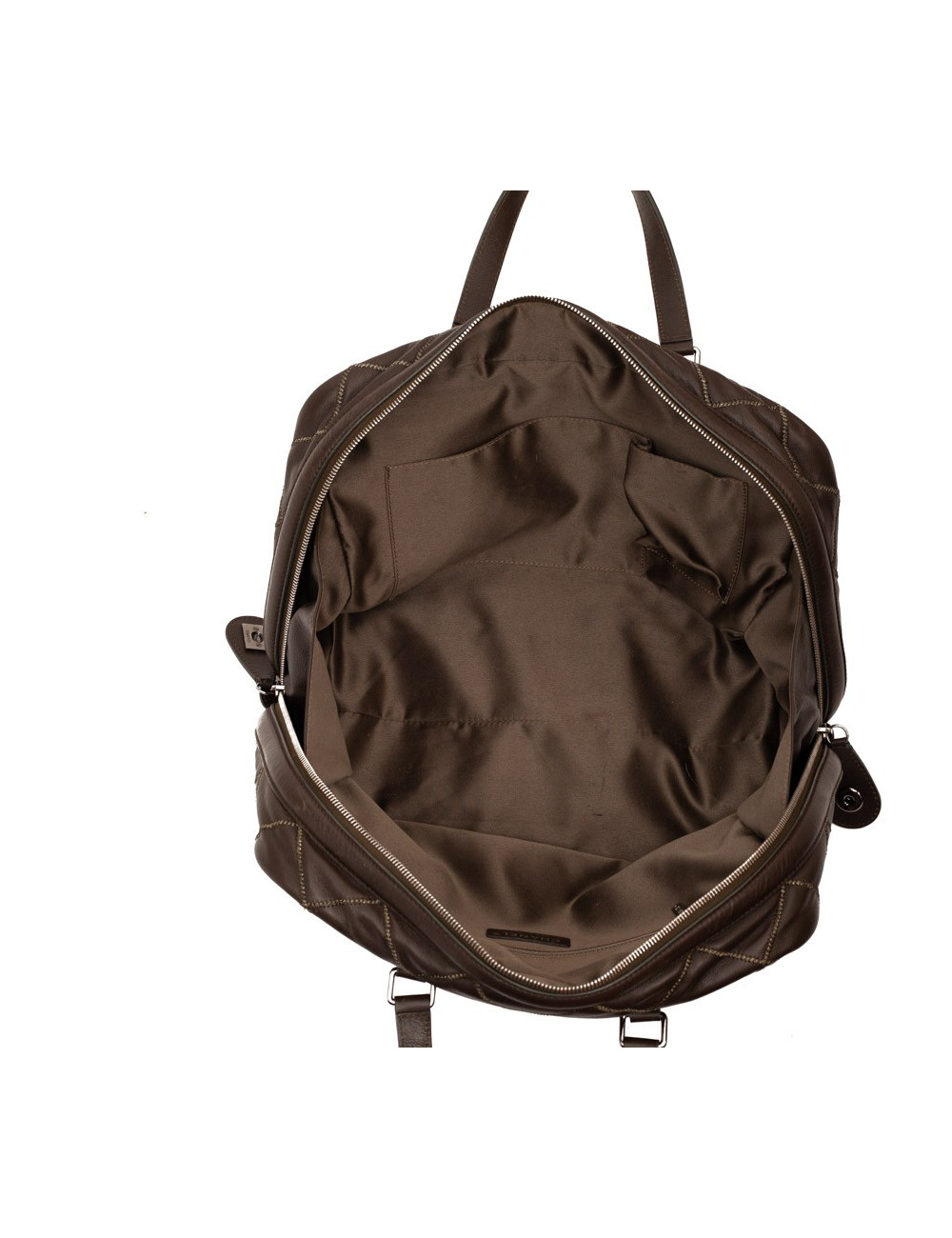 Cabas CHANEL cuir marron matelassé fils d'or