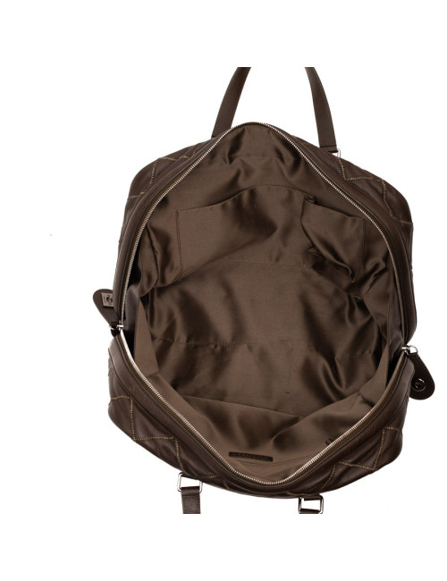 Cabas CHANEL cuir marron matelassé fils d'or