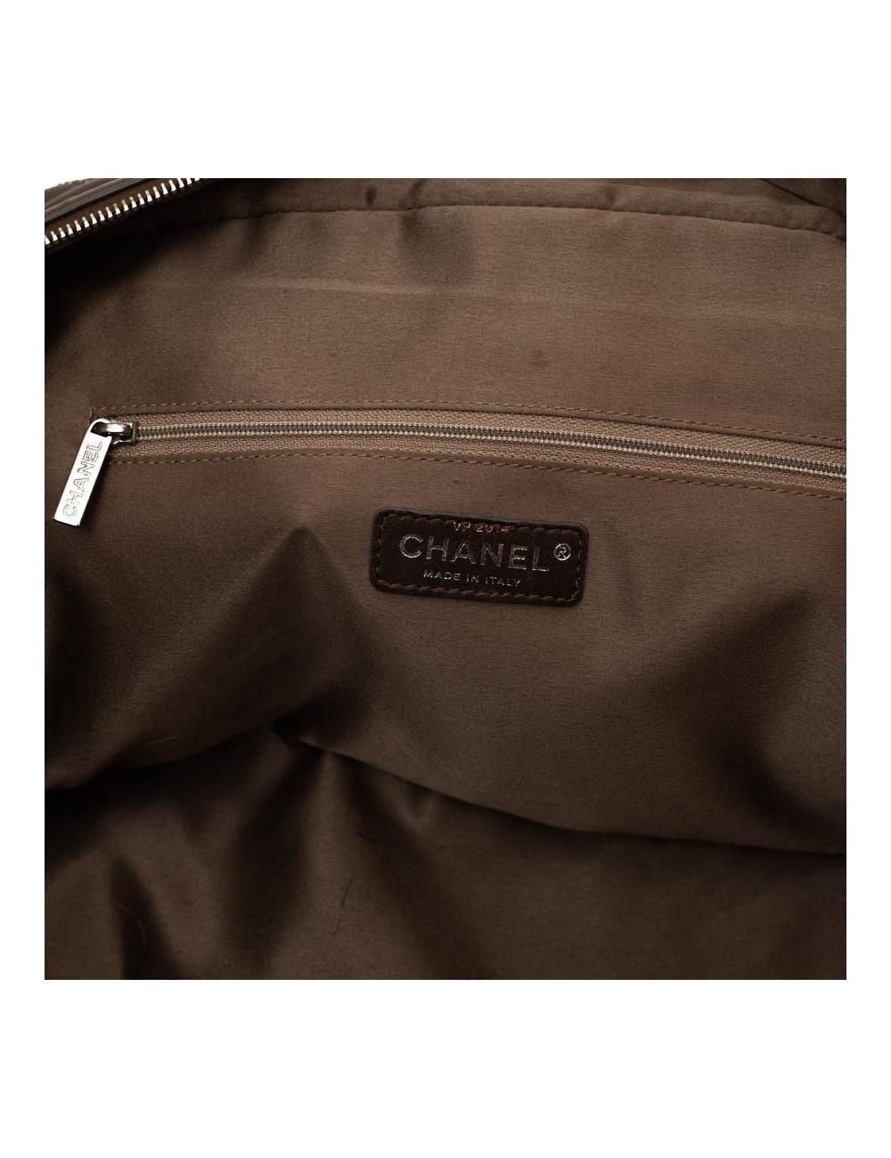 Cabas CHANEL cuir marron matelassé fils d'or