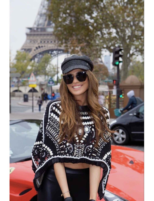 Poncho BALMAIN serti de perles et coquillage