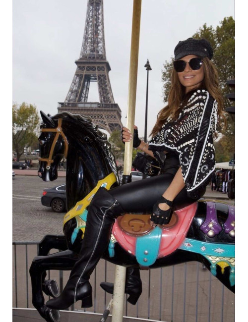 Poncho BALMAIN serti de perles et coquillage