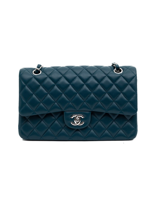 Sac CHANEL bleu canard Cuir d'agneau lisse
