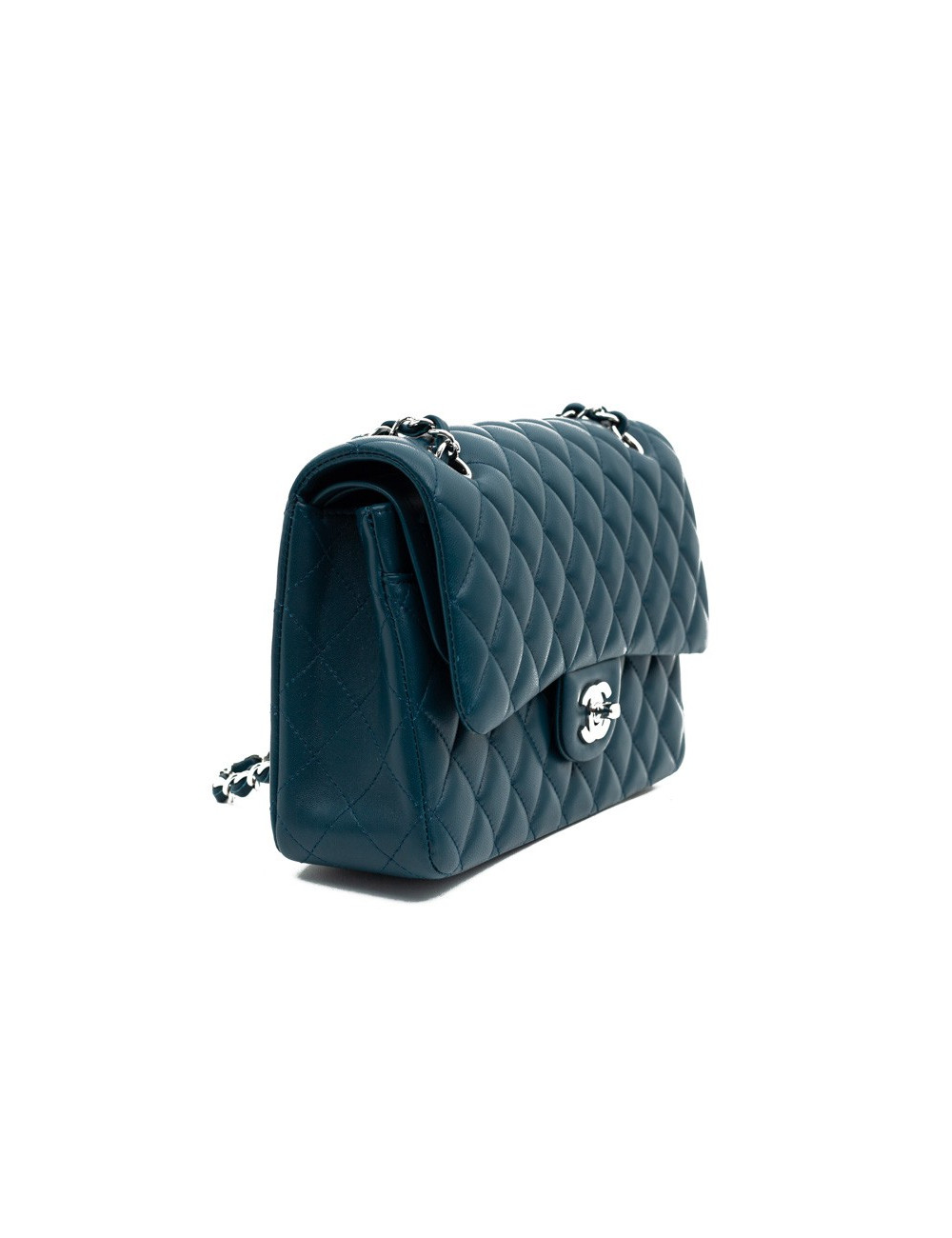 Sac CHANEL bleu canard Cuir d'agneau lisse