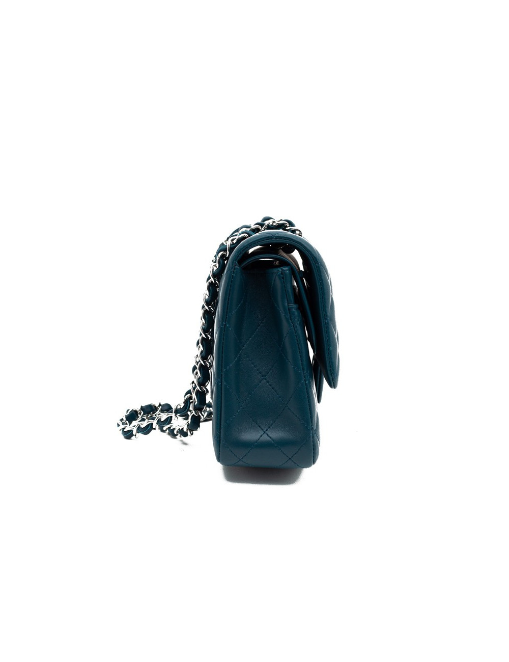 Sac CHANEL bleu canard Cuir d'agneau lisse