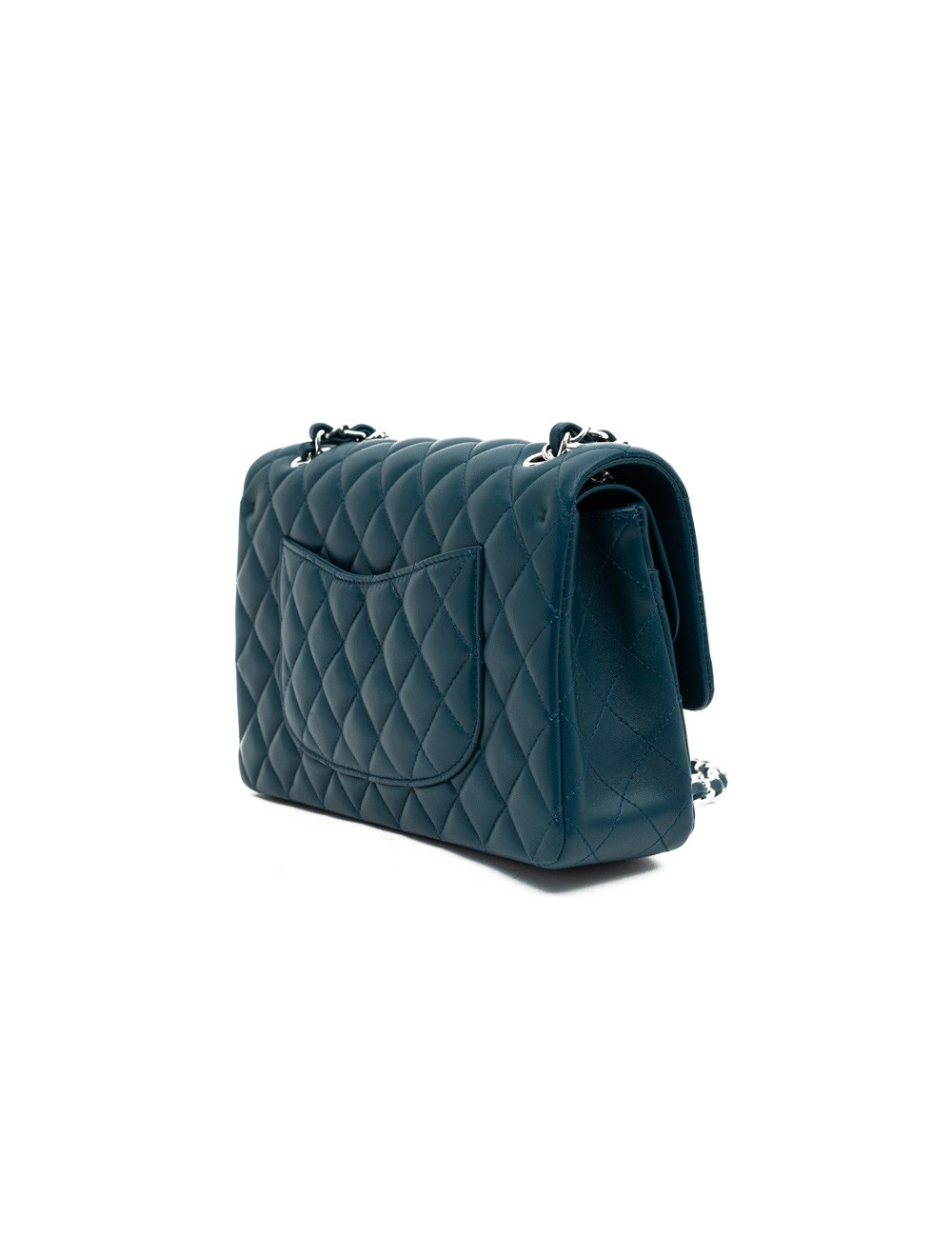 Sac CHANEL bleu canard Cuir d'agneau lisse